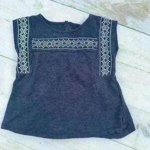 Old Navy Toddler Girls Blue Tribal Print Keyhole Back Short Sleeve Top Size 2T